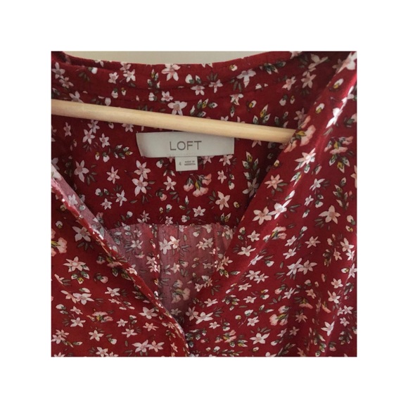 Loft floral button down dress with belt - Picture 2 of 4